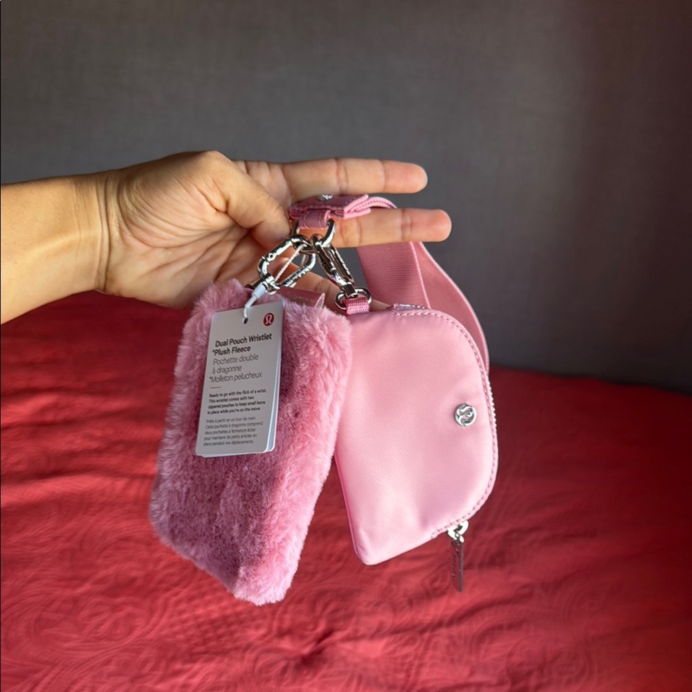 Lululemon Athletica Pink Pouch Set with Keychain